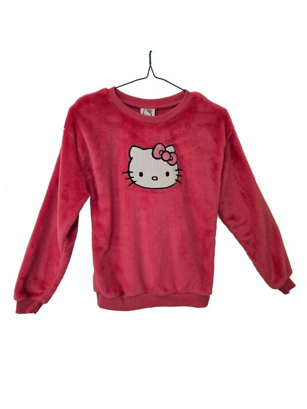 Hello Kitty Girls Plush Sweatshirt Sequin Face & Bow size 12